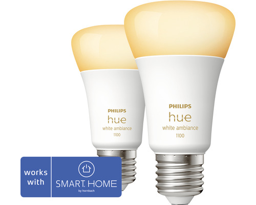 PHILIPS Hue White Ambiance LED-lamp E27/8W A60 instelbaar wit, 2 stuks-0