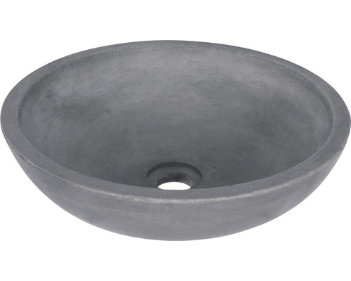 Grijze opzetwastafel van beton