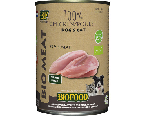 BIOFOOD Hond- en kattenvoer Organic natvoer 100% kip 400 g