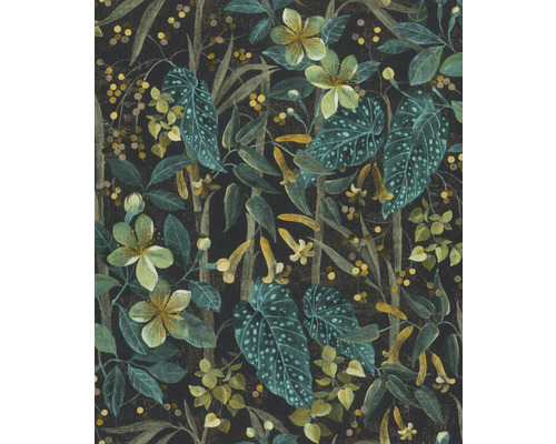 RASCH Vliesbehang 538243 Curiosity bloemen blauw Behang met bloemmotief en bladeren