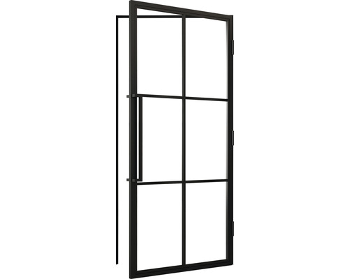 Zwarte binnendeur met glaspanelen