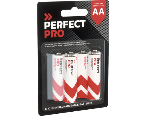 Verpakking van zes oplaadbare AA batterijen