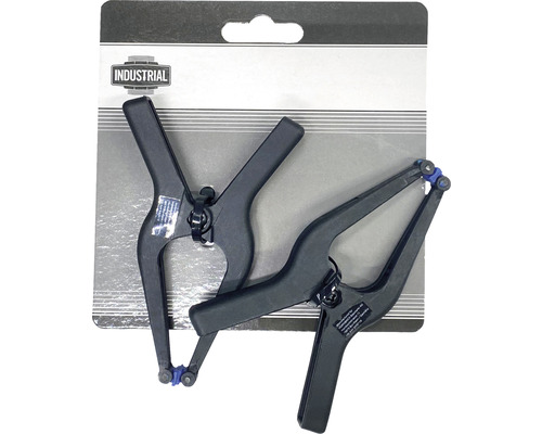 Twee veerklemmen in een verpakking