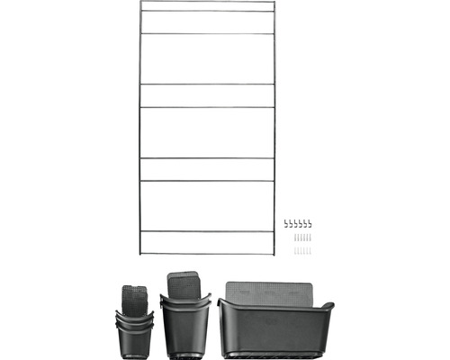 Wandrek met plantenbakken en bevestigingsmateriaal