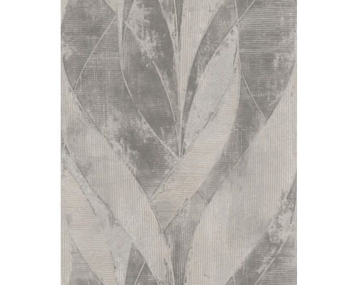 RASCH Vliesbehang 520040 Concrete bladeren grijs Behang met grafisch bladmotief