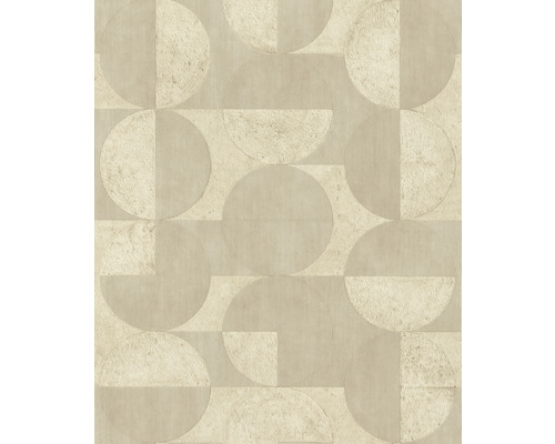 RASCH Vliesbehang 521337 Concrete cirkels beige Behang met geometrisch patroon van cirkels en rechthoeken