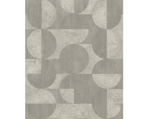 RASCH Vliesbehang 521351 Concrete cirkels grijs Behang met cirkels en geometrische patronen