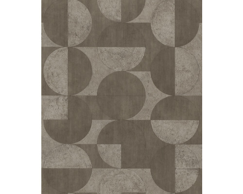 RASCH Vliesbehang 521368 Concrete cirkels bruin Behang met geometrisch halfcirkelpatroon