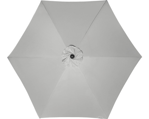 Bovenaanzicht van een parasol met zes segmenten