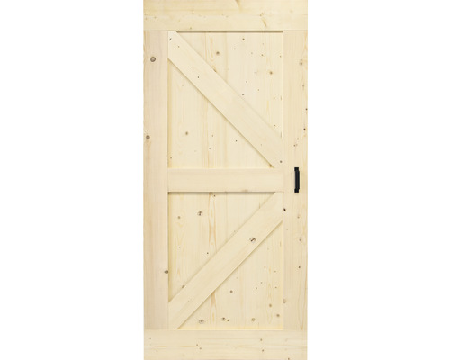 Houten deur met Z-vormige steunen en zwarte handgreep