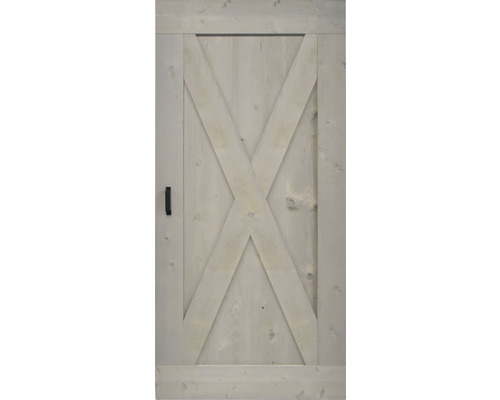 Houten deur met X-vormig ontwerp en handgreep