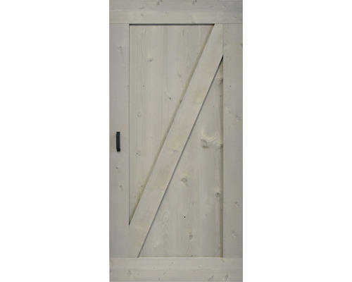 Houten deur met diagonale versteviging en handgreep