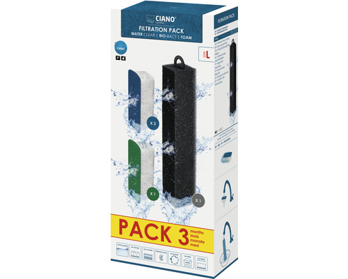 CIANO Filterpatronen pakket 3 maanden L Ciano filterpakket met filterschuim voor aquaria, maat L