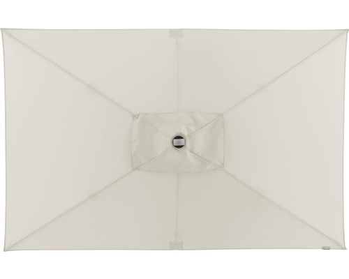 Rechthoekige parasol van onderen gezien