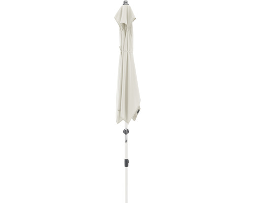 Gesloten tuinzonneparaplu met witte paal