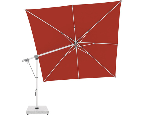 Vierkante zweefparasol met wit frame en voet