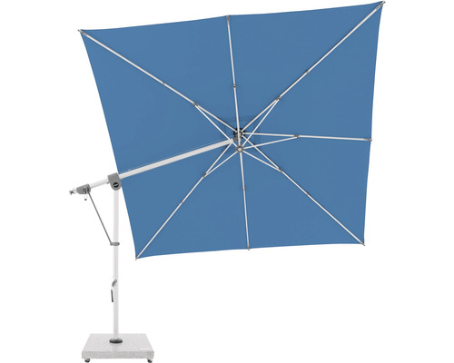 Vierkante parasol met zijmast en voet