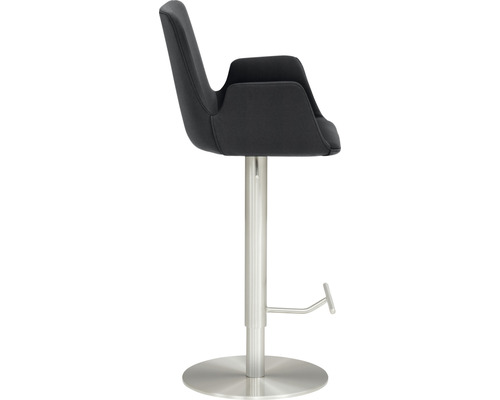 Barstoel met armleuningen, stoffen bekleding en metalen voet