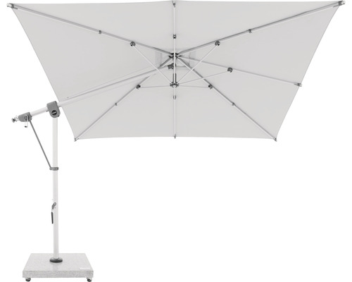 Vierkante, vrijdragende parasol met voet