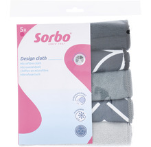 SORBO Microvezeldoek 40x40 cm zwart/grijs, 5 stuks