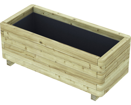 Rechthoekige houten plantenbak met folie-inzet