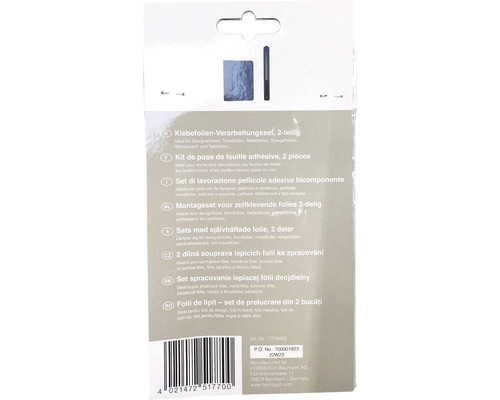 Montageset voor zelfklevende folies, tweedelig, ideaal voor designfolies, trendfolies, metaalfolies, spiegelfolies, whiteboards en tafelfolies