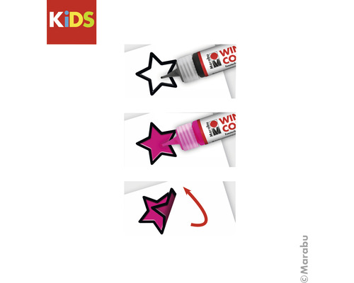 Illustratie van de toepassing van raamverf om een raamdecoratie in stervorm te creëren