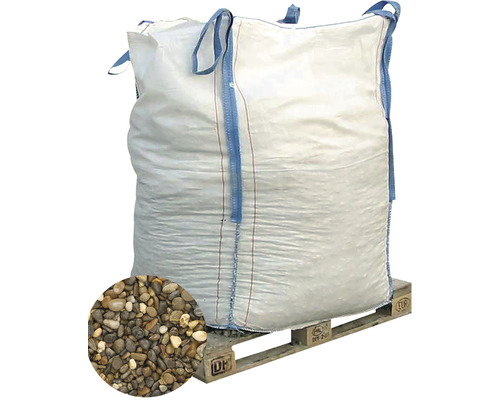 EXCLUTON Limburgs Siergrind beige/bruin 8-16 mm, Bigbag 1000 kg Big Bag gevuld met siergrind op een pallet
