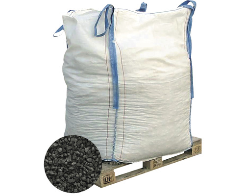 EXCLUTON Split Basalt antraciet 8-11 mm, Bigbag 1000 kg Big Bag met stenen op een pallet