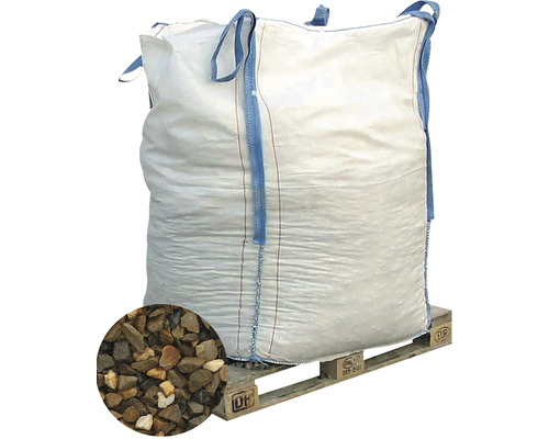 EXCLUTON Split Japans bruin/grijs 8-16 mm, Bigbag 1000 kg Big Bag gevuld met grind op een pallet