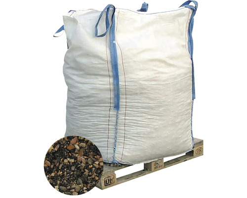 EXCLUTON Split Grauwacke bruin/grijs 2-8 mm, Bigbag 1000 kg Big Bag met grind op een pallet