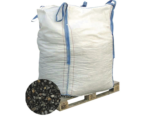 EXCLUTON Grind Beach Pebbles Black 8-16 mm, Bigbag 1000 kg Big Bag gevuld met siergrind op een pallet