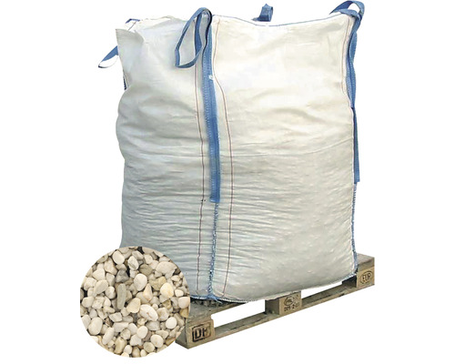 EXCLUTON Grind wit 8-16 mm, Bigbag 1000 kg Big Bag gevuld met grind op een pallet
