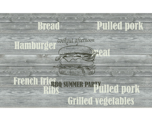 LILENO HOME Barbecuemat BBQ Summer Party plank grijs 75x120 cm