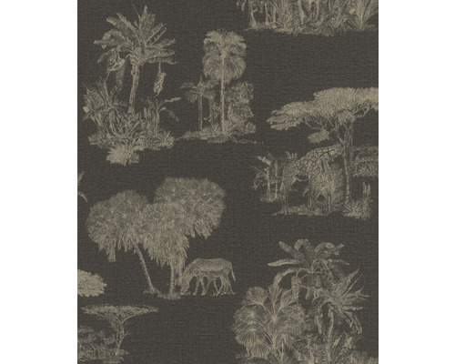RASCH Vliesbehang 555035 Lirico natuur en dieren goud Behang met jungle motief met bomen en dieren