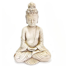 Relaxdays boeddhabeeld zittend, 50 cm, Feng Shui decoratie, vochtrestistent, indoor & outdoor, Zen Buddha, donkergrijs