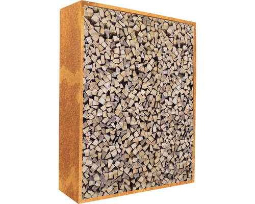 Stalen brandhoutrek gevuld met hout