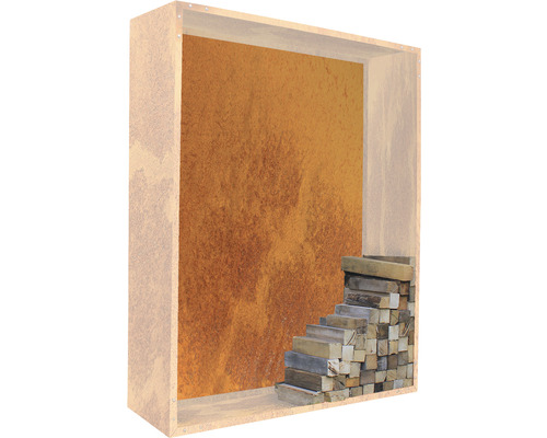 Decoratieve plaat met stapel hout in een frame