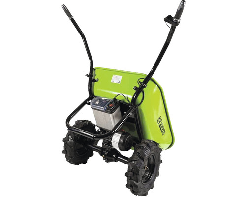 Gemotoriseerde kruiwagen met accu en bandenprofiel