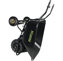 Zwarte motor kruiwagen met drie wielen en Zipper Logo
