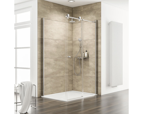 SCHULTE Douchedeur met zijwand ExpressPlus MasterClass 90x120 cm chroom Badkamer met glazen schuifdeur douchecabine