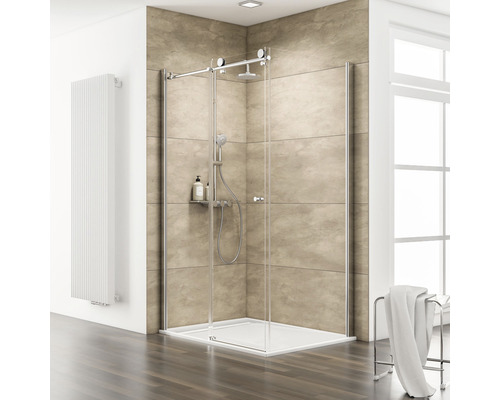 SCHULTE Douchedeur met zijwand ExpressPlus MasterClass 120x90 cm chroom Inloopdouche met schuifdeur, douchekop en handdouche in moderne badkamer