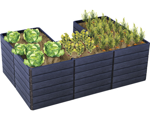 GARANTIA Verhoogde plantenbak met waterbesparingssysteem Ergo Quadro U L 75 houtlook 240x160x75 cm, 2100 L