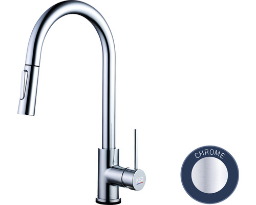 KEQ keukenkraan met sproeikop en Chrome aanduiding