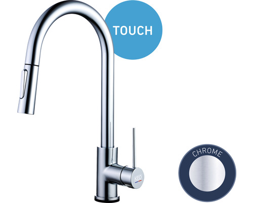 Keukenkraan met aanraakfunctie en uittrekbare sproeier