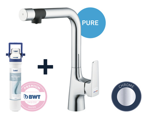 Keukenkraan met waterfilter en chroomafwerking