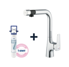 Waterkraan met waterfilter en BWT Logo