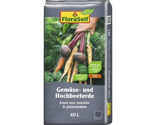 FLORASELF NATURE Moestuingrond met plantaardige houtskool turfvrij 40 liter FLORASELF NATURE Moestuingrond met plantaardige houtskool turfvrij 40 liter