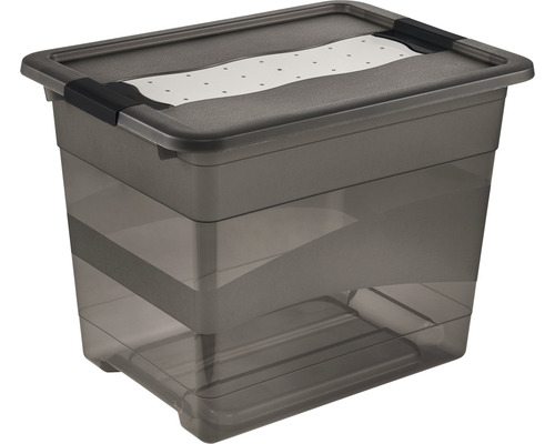 Opbergbox transparant grijs 24 liter