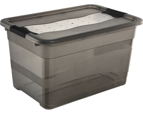 Opbergbox transparant grijs 52 liter